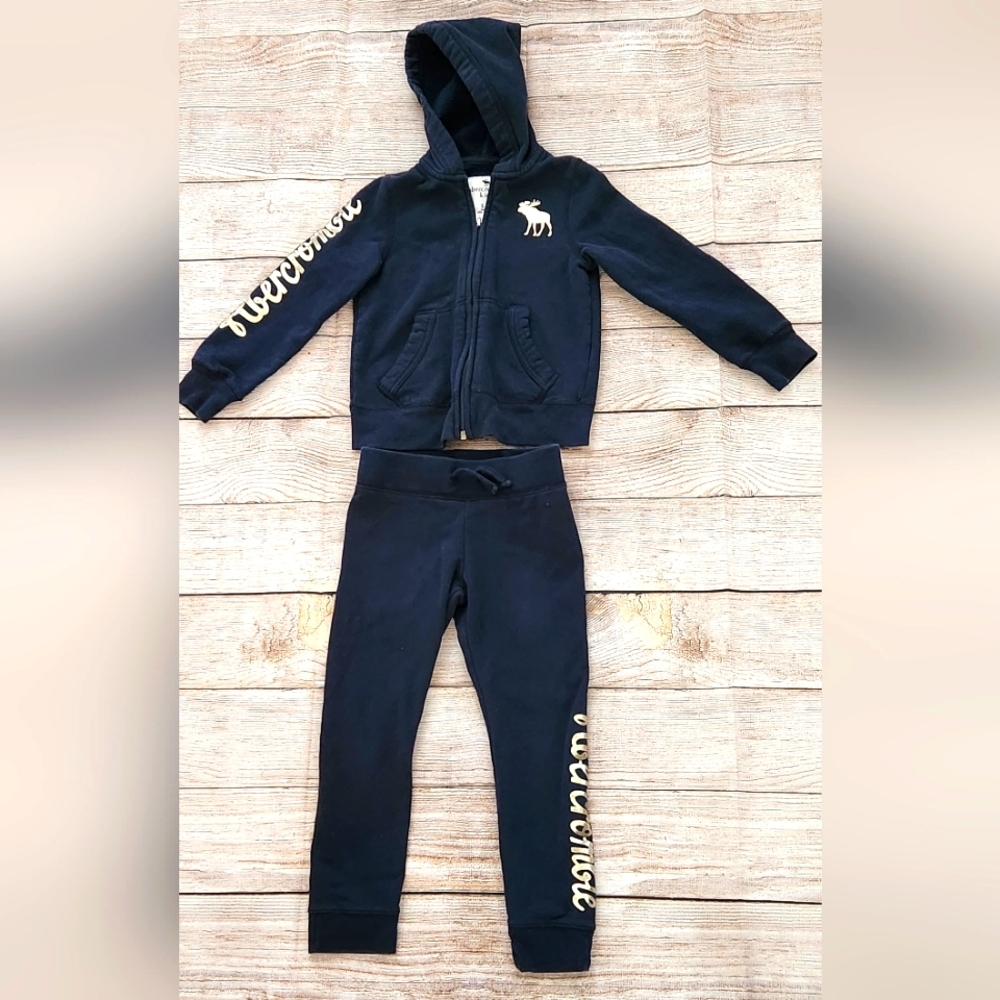 Abercrombie Kids Navy sweat pants with matching full zip sweater top. Size 5/6